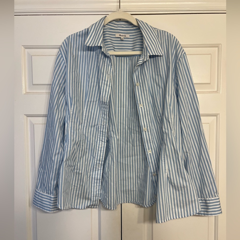 Madewell Blue and White Striped Button Down
